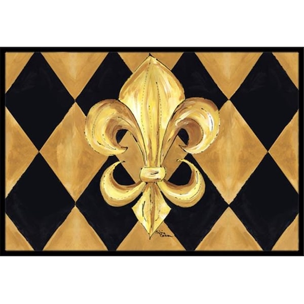 Carolines Treasures 8125-JMAT Black & Gold Fleur De Lis New Orleans Indoor Or Outdoor Doormat; 24 x 36 in. 8125-JMAT - main